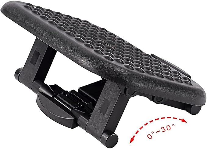 ApexDesk AMTR-18135 Massaging Footrest with Ergonomic Design and Tilt Angle for Leg Support with Three Adjustable Height Options and Non-Skid Surface 18" L x 13.5" W, Black