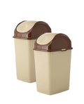 Superio Medium Trash Can with Lid 4.5 Gallon Plastic Swing Top Garbage Can Slim Waste Bin for Under Sink/Cabinet, Laundry Room, Kitchen, Office, Bedroom, Bathroom, College Dorm, 18 Qt, Beige, 2