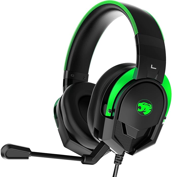 IMYB A88 Gaming Headset with Microphone, Stereo Wired Noise Cancelling Over-Ear Headphones with Mic for Pc, Ps5, Xbox One Series X/s, Ps4, Computer, Laptop, Mac, Nintendo, Gamer (Green)