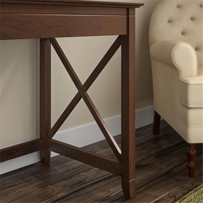 Scranton & Co Key West Office Set, 60W L Shaped Desk, Bookcase & File Cabinets, Durable Wood, Washed Gray/Bing Cherry/White Oak Finish, Home Office Furniture for Storage & Organization