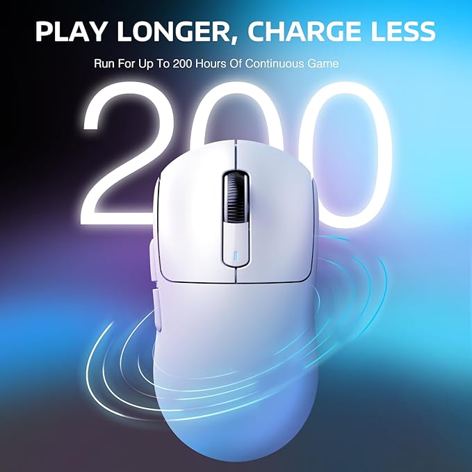 ATTACK SHARK X3 Lightweight Wireless Gaming Mouse with Tri-Mode 2.4G/USB-C Wired/Bluetooth,26K DPI, PAW3395 Optical Sensor,Kailh GM8.0 Switch,5 programmable Buttons for PC/Win/Mac(White)