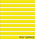 Realth Yellow Dry Erase Magnetic Strips 1'' × 12'' 20 Pcs, Reusable Magnetic Tape, Magnetic Whiteboard Strips for Classroom, Magnetic Labels for Home Office Fridge Name Tags