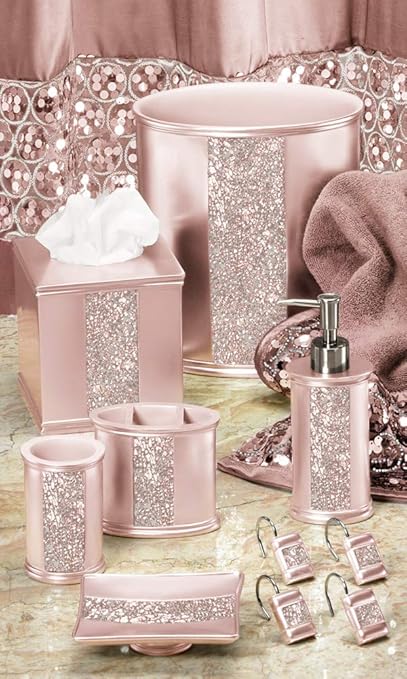 Zahari Home Sinatra Waste Basket Decorative Beautiful Designs Bathroom Bedroom Living Room Decor, Blush