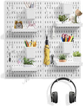 Dualshine Premium Pegboard Combination Kit, White Pegboard Wall Organizer with 4 Small Plastic Panels and 38 Accessories, Ideal for Craft Room, Bathroom, Nursery Storage, and Office (22"*22")