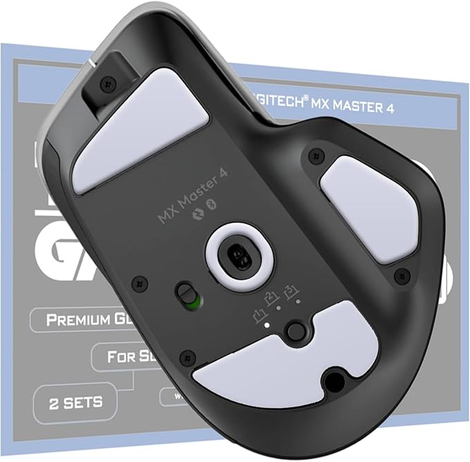 2Sets of TALONGAMES Rounded Curved Edges Mouse Skates Feet Compatible with Logitech MX Master 4 Gaming Mouse Feet Replacement, 0.8mm, Pure PTFE Material Super Smooth Glide Pads