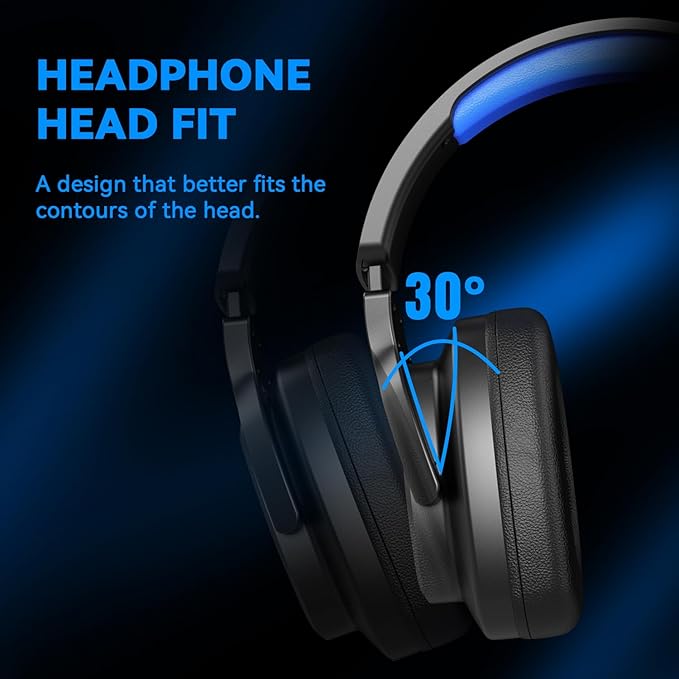 Jimonyer Gaming Headset for PC/PS4/PS5/Xbox One/Switch, Stereo Surround Sound Gaming Headphones with Noise Canceling Flexible Mic, Computer Headset with 3.5mm Jack & RGB Light(Blue)