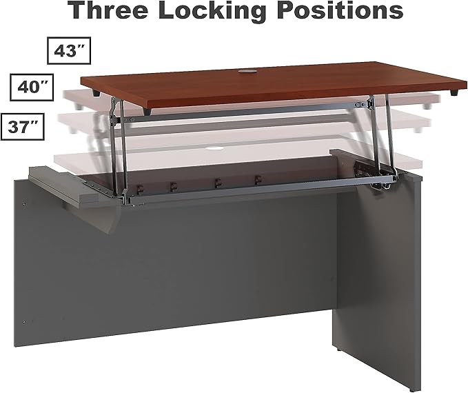 Bush Business Furniture Series C 72W x 30D 3 Position Sit to Stand L Shaped Desk with Hutch and Mobile File Cabinet in Hansen Cherry/Graphite Gray