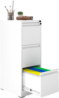 3 Drawer File Cabinet with Lock, Vertical Filing Cabinets for Home Office, Metal Storage Cabinets, Heavy Duty File Cabinet for Letter/Legal/A4/F4 Size Amsseble Required, White
