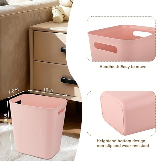 UUJOLY Small Bathroom Trash Can with Trash Bag Wastebasket Garbage Can for Bathrooms, Laundry Room, Kitchens, Offices, Kids Rooms, Dorms, 3.5 Gallons, 3 Pack (Pink+Blue+Beige)