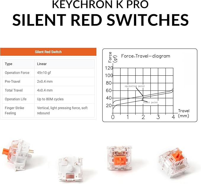 Keychron K8 Wireless Mechanical Keyboard – Silent Red Switch for Quiet Office and Gaming, TKL 87 Keys, Soft White LED Backlight, Bluetooth & USB-C Wired Connectivity, Compatible with Mac and Windows