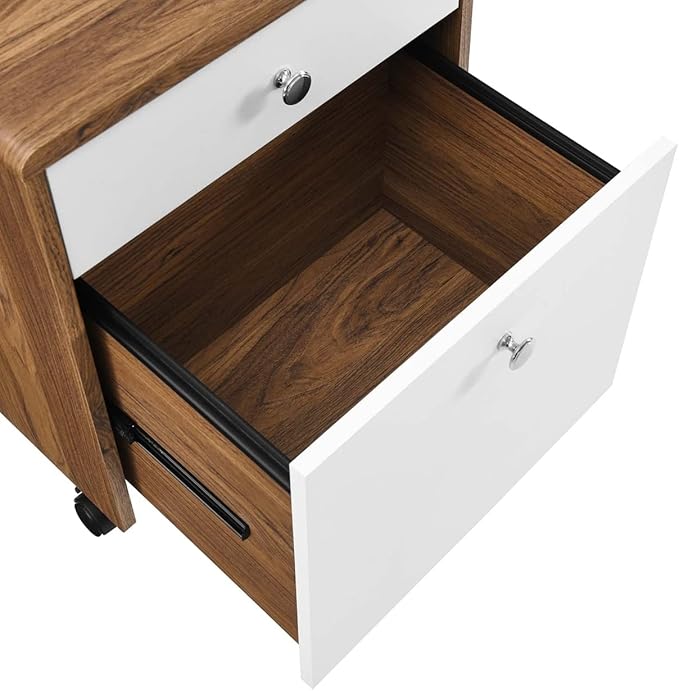 Modway EEI-5705-WAL-WHI Render Wood File Cabinet, Walnut White