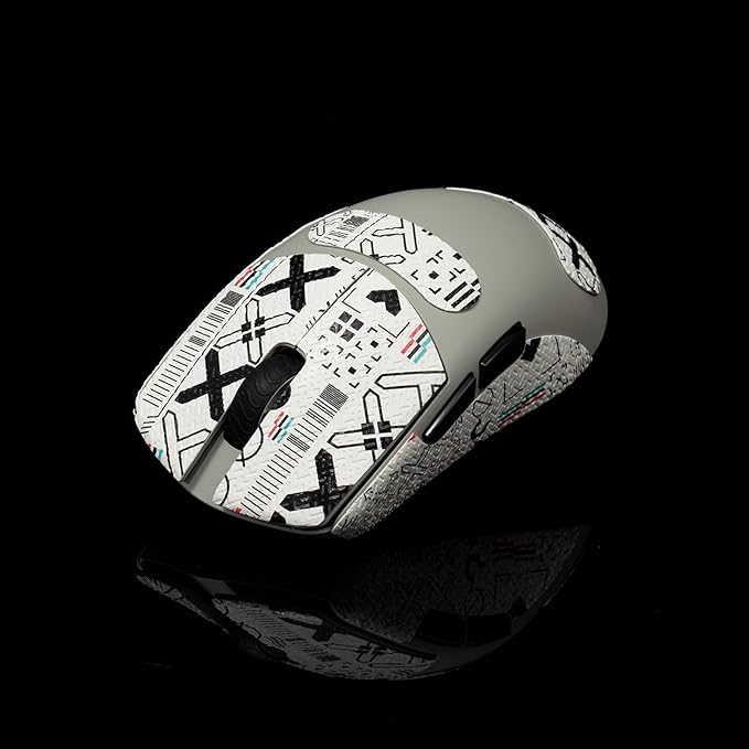Grip Tape for Lamzu Maya X - Anti-Slip,Enhanced Control, Sweat Resistance,Improves FPS Gaming Grip & Mouse Protection [Pre-Cut] Printsteam White Black 0.5mm