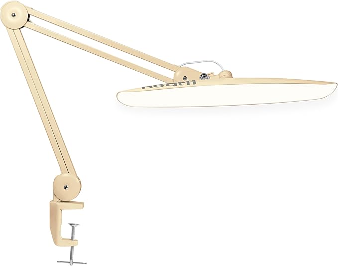 Neatfi XL 2200 Lumens 20W LED Desk Lamp with Clamp – Adjustable Color Temperature | 4-Level Dimmable Light | Home Office, Crafts & Workbench | 20-Inch Wide Head (Gold, CCT with Clamp)