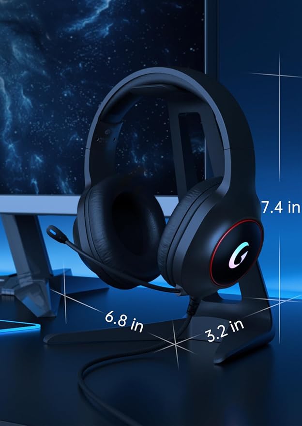 syndesmos CM7002 Gaming Headset for PS5, PS4, PC, Mac, Switch, Xbox Series, Surround Sound RGB Gaming Headphones with Noise Canceling Microphone, 50MM Dynamic Drivers, 3.5MM Audio Jack, Black