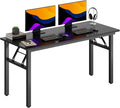 DlandHome Computer Desk, 59.8Inch Office Desk Computer Table, Study Writing Study Desk for Home Office, Black and Black