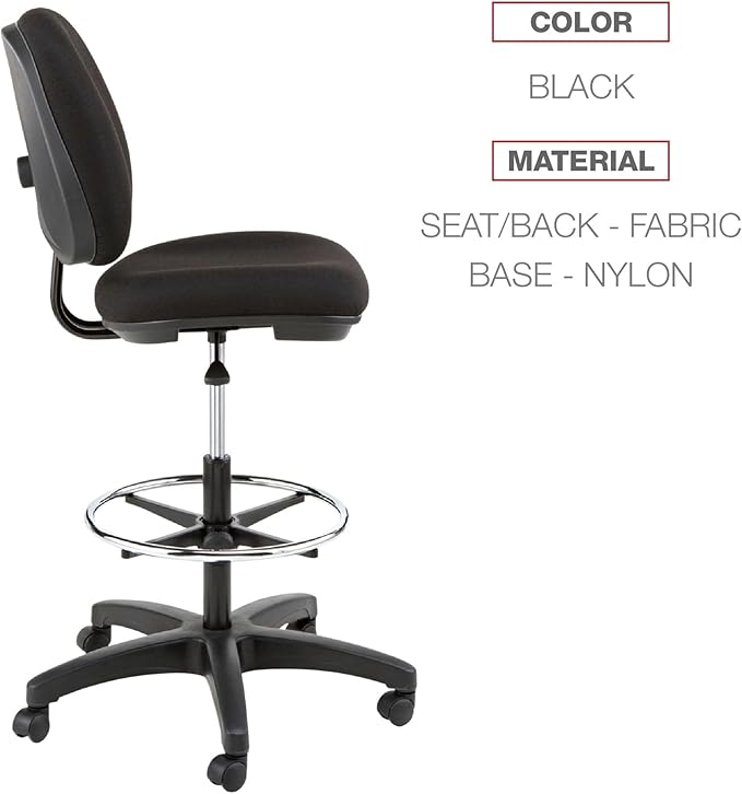 Alera Interval Series Swivel Task Stool, 100% Acrylic, Black