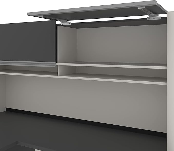 BESTAR Connexion L-Shaped Desk with Two Oversized Pedestals, Slate/Sandstone