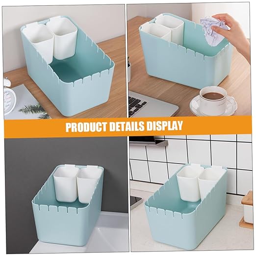 SOLUSTRE Slim Desk Waste Bin Trash Can for Desk Material Dry Wet Separation Bin Desktop Garbage Can