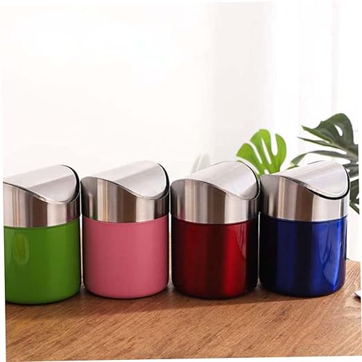 MAGICLULU Compact Stainless Steel Desk Top Trash Can Lid Recycling Bin for Kitchen Bathroom Office