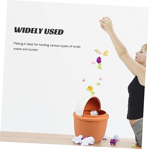 Mini Rabbit Basket Desk Trash Can Cute Desktop Trash Bin Flip Lid Slim Bathroom Waste Basket for Office Car