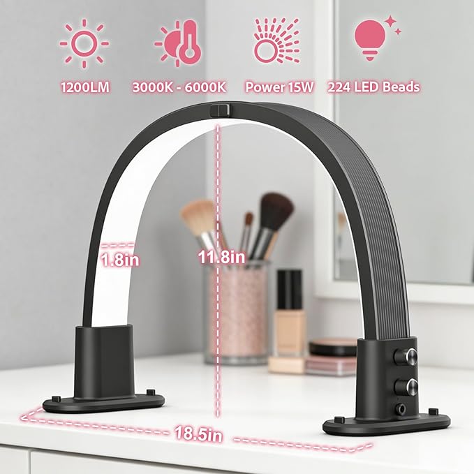 SLYFTE Professional Quality Mini Half Moon Light for Nail Desk, Personal Arch Light for Home Use, Nail Tech Lamp Perfect for At-Home Manicures (Black)