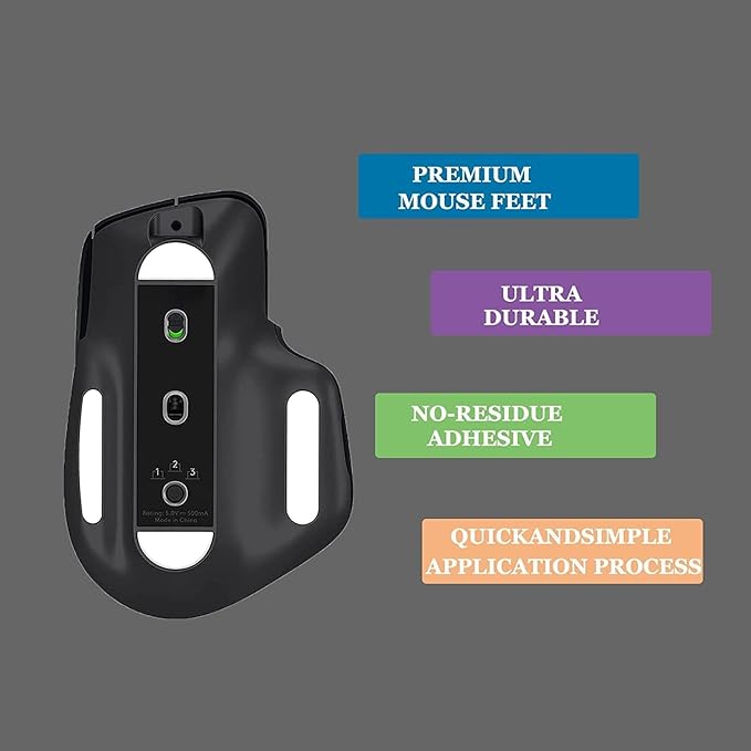 Gaming Mouse Skates for Logitech MX Master Superlight High-Performance PTFE Replacement Mouse Feet Rounded Edges Ultra-Smooth Glide 2set White
