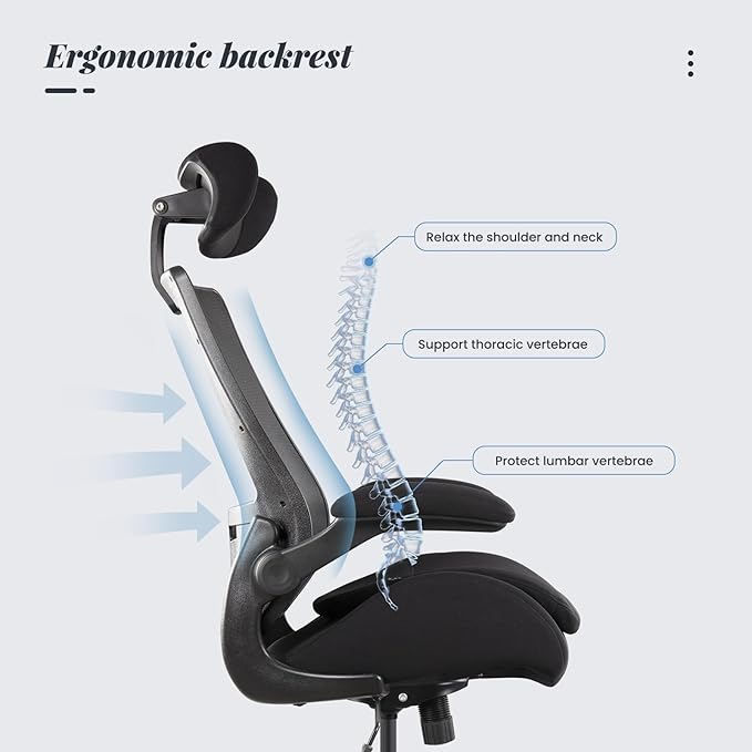 400lbs Ergonomic Drafting Tall Office Chair for Adjustable Standing Desk with Flip-Up Arms, Headrest (with Footring, Black)