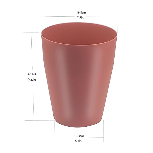 Feisco Small Trash Can,Plastic Round Bathroom Wastebasket Garbage Can for Bathroom Bedroom Kitchen Office (Brick Red, Pack of 2)