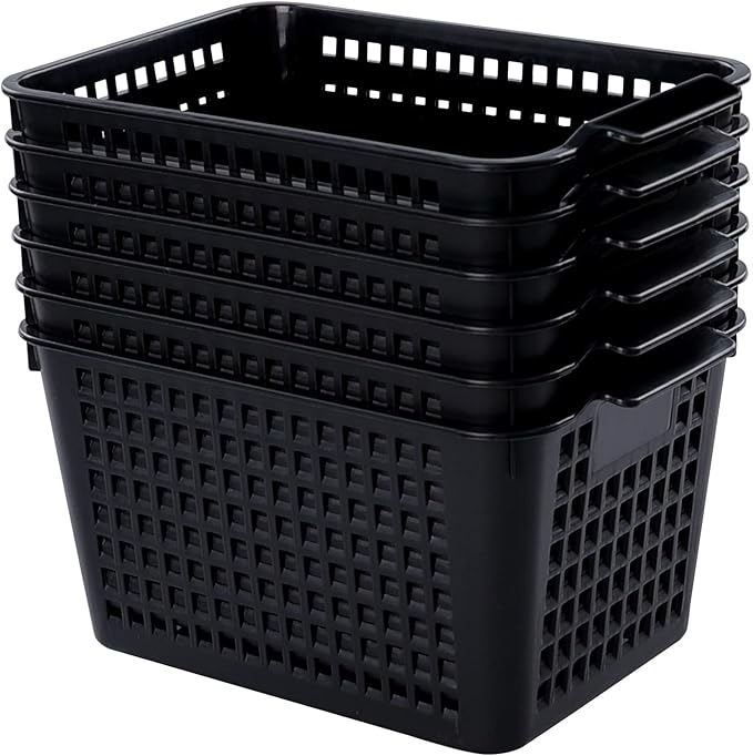 Vababa 6-Pack Plastic Storage Basket, Storage Bins for Pantry