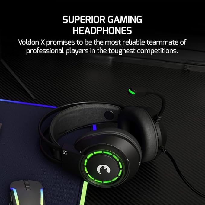 GAMEPOWER Voldon X 3.5mm Jack Gaming Headset - Wired Headphones with 50MM Drivers, Comfort Design, Noise Cancelling Mic, PS4, PS5, for Xbox, Black