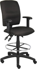 Benzara Jea Drafting Stool, Seat Tilt Lock, Adjustable Arms, Black Crepe