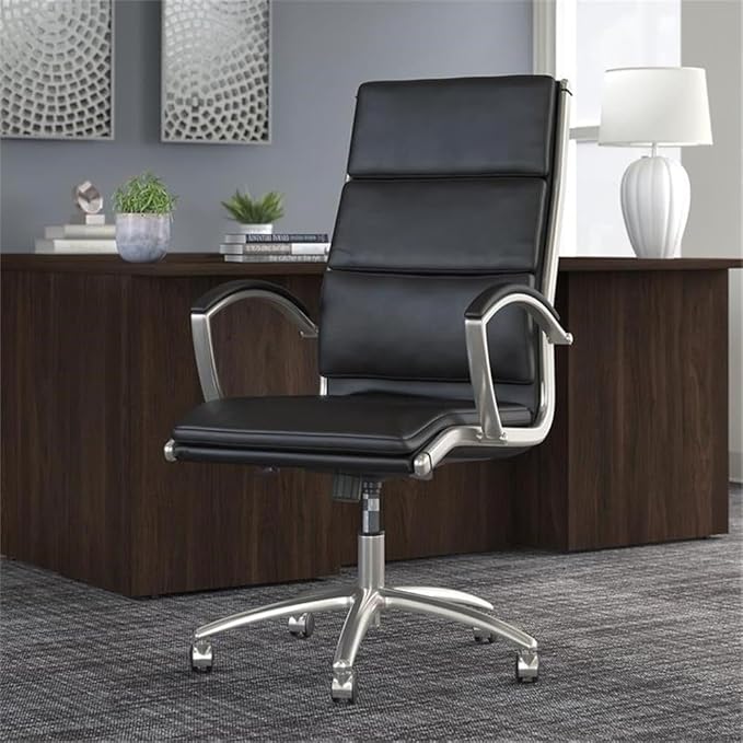 Pemberly Row Set of 5 - Cherry Conference Table & 4 Black Executive Chairs