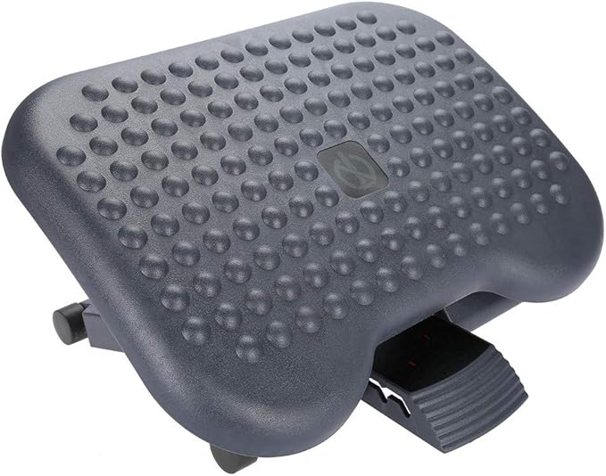 Adjustable Foot Rest for Under Desk, Ergonomic Footrest with Pebble Massage, Tilt and Height Adjustable Foot Stool for Home Office, Portable Leg Support for Desk Chair