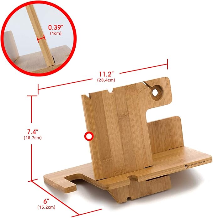 JackCubeDesign Wood Docking Station Nightstand Organizer Key Holder Wallet Stand Watch Gift Anniversary for Men Dad Father Birthday Graduation Gadgets Compatible with iPhone iWatch AirPods - MK242A