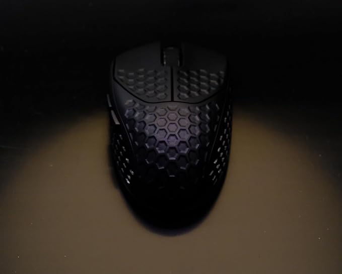 GWolves HTR Lightweight Wireless Fingertip Grip Gaming Mouse,~28Gram,8K-Report,Low Latency,PAW3395 26,000CPI,Nrf52840 CPU,6 Programmable Btns,On-Board Memory,PC/Mac and Laptop (Honeycomb, Black)