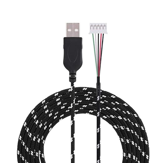 Richer-R 2.2 Meters USB Mouse Lines Wire Mice Cable Replacement Part Repair Accessory for Steelseries kana Mouse(Black+White)