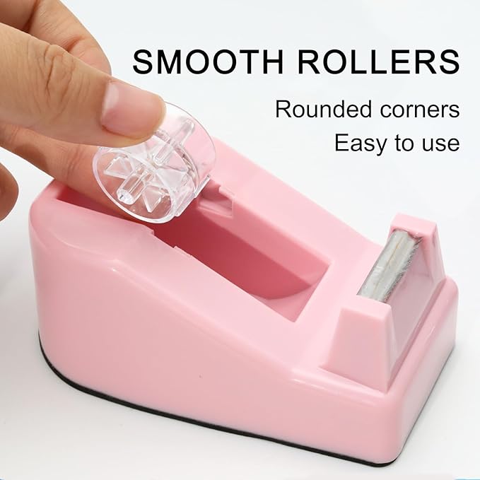 Desktop Tape Dispenser Heavy Duty Desk Accessories Floral Office Tape Dispensers, Weighted Non-Skid Base, Macaron Green