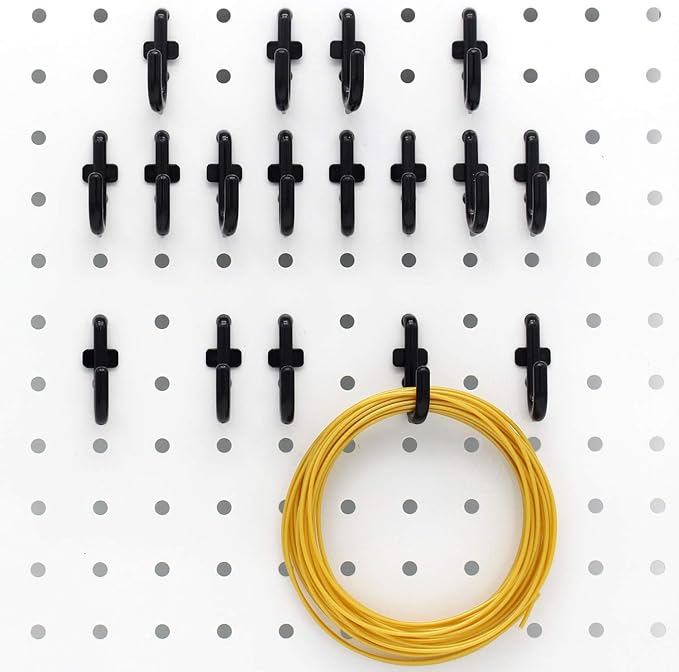 Colorstorm Pegboard Hooks Kit Pegboard J Hook Assortment 100PK Black Peg Hooks