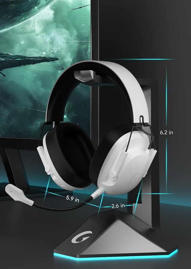 Wireless Gaming Headset for PS5, PC, PS4, Switch, Gaming Headset with Detachable Noise Cancelling Mic, 2.4GHz & Bluetooth 5.3 Dual Connection, 7.1 Surround Sound, White