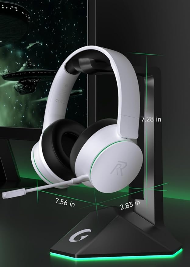 RYR Wireless Gaming Headset, Bluetooth 5.3, 3D Surround Sound, Rotatable Earmuffs, Wireless Gaming Headphones with Noise Canceling Microphones for Xbox Series X|S, Xbox One, Sega Gear, Mac-Blackwhite