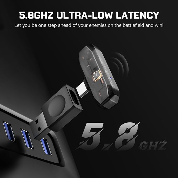 EKSA E900X 5.8G Wireless Gaming Headset with Micphone for PC PS4, PS5, Computer, Laptop - Dual Mic ENC Call Noise Cancelling Headphones - 7.1 Srround Sound - Over Ear Headphones for TV, Music, Meeting