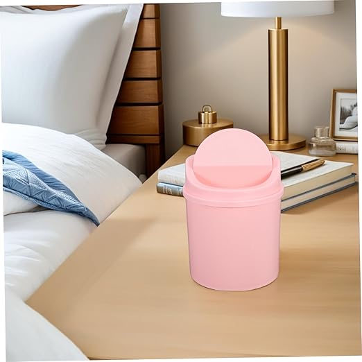 Amosfun Mini Desk Trash Can Small Waste Bin Desk Top Garbage Can Office Slim Swing Lid for Home Office