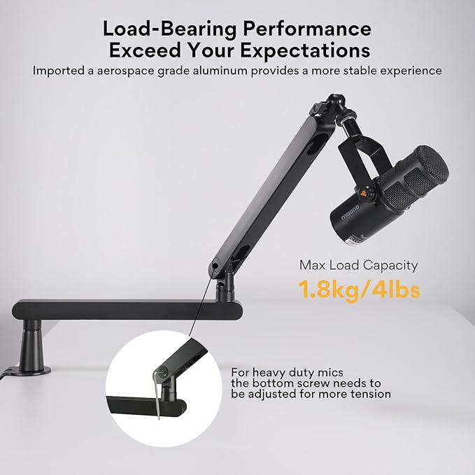 MAONO PD100U USB Dynamic Microphone with BA92 Boom Arm Bundle for Podcast, Studio, Streaming, Recording, Vocal,Home Studi