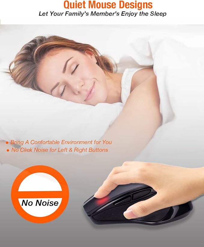 USB C Wireless Mouse, Large Size Ergonomic, Rechargeable Gaming and Office Mouse with 4 Level DPI Settings, 6 Buttons, for MacBook Pro, iPad Pro and Laptop Port,