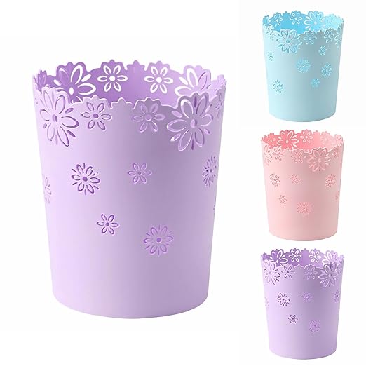 Mini Wastebasket 1 Gallons Small Purple Trash can Office Plastic Garbage Can for Bathroom Vanity, Desktop, Office or Kids Rooms (Purple, Mini)