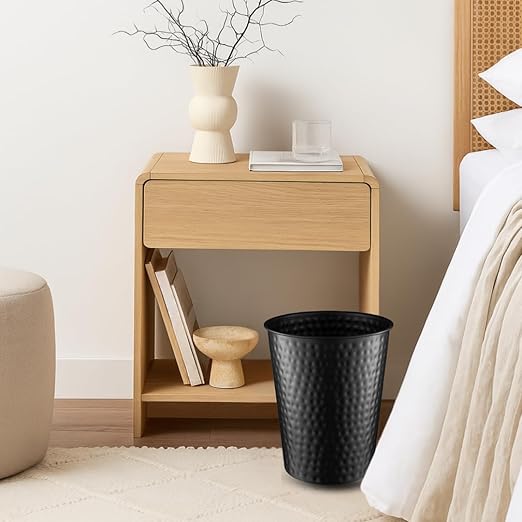 Monarch Abode Hand Hammered Metal Desk Wastebasket – Black