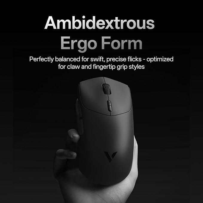 Rapoo VT7 MAX Wireless Gaming Mouse, True 8K Wireless Polling Rate, 53g Lightweight, Up to 750 Hr Battery, Nordic nRF54L15 MCU, 120-Million Optical Switch, 10 Programmable Buttons, Macro Enabled