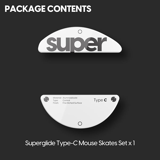 Superglide Glass Mouse Skates - Super Smooth Glide, Polished Round Edge, Super Fast Gaming Mouse Feet with Durable Sole for Pulsar X3 LHD Series (Type-C, White)
