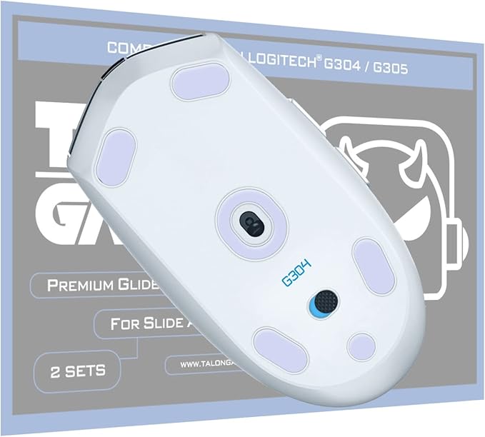 2Sets of TALONGAMES Rounded Curved Edges Mouse Feet Skates Compatible with Logitech G304 / G305 Gaming Mouse Feet Replacement,0.8mm,Pure PTFE Material with Super Smooth Glide Pads