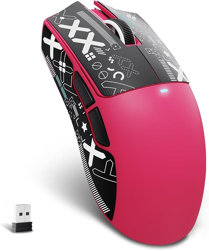 ATTACK SHARK X11SE Wireless Esports Gaming Mouse,Tri-Modes BT5.2/Type-C Wired/2.4G,PixArt PAW3311 Gaming Sensor,22K DPI,59g,5 Programmable Buttons for Laptop,PC,Mac Gamer(Berry Red&Sticker)